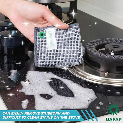 UAFAP 12Pcs New Upgrade 2-Layer Non Scratch Wire Dishcloth,Wire Dishwashing Rag,Reusable Quick-Dry Odor-Free Scrub Cloths for Dishes, Kitchen Cleaning Dish Rags for Cookware,Sinks, Dishes,Stove ﻿