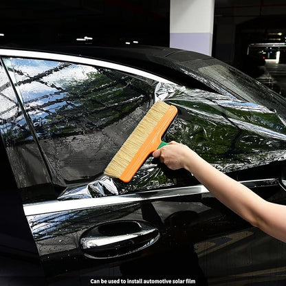 FOSHIO Brush Wrap Tool, 12" Professional Soft Boar Hair Bristle Car Detailing Brush with Rubber Handle for Vinyl Wrapping, Cleaning Interiors & Exteriors Car Wash Brush