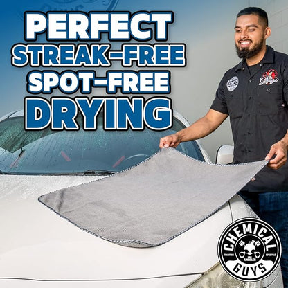Chemical Guys Waffle Weave Gray Matter Microfiber Drying Towel 2 Pack, Huge Car Drying Towels for Faster Coverage on Paint, Glass, Wheels, and Trim, Streak Free Drying for Cars, Trucks, and SUVs