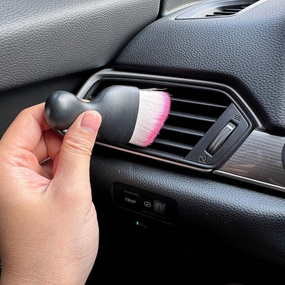 Car Detailing Brush, Soft Bristle Cleaning Brush, Scratch-Free Auto Duster Tool for Dashboard, Air Vents, Leather & Interior Cleaning (Black&Rose)