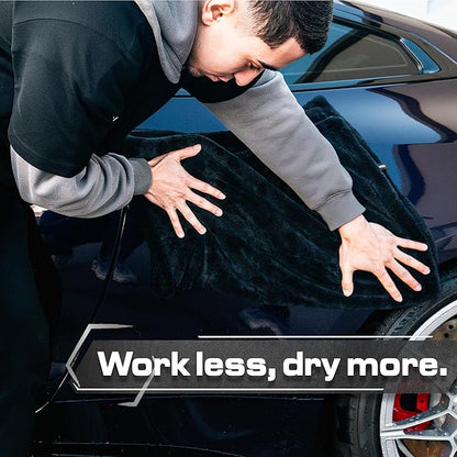 Blackline 24"x36" Twisted-Loop Car Drying Towel, 1300GSM, Streak Free, Lint Free, Reusable - Car Accessories, Microfiber Cleaning Cloth for Car, Truck, SUV - One Pass is All You Need
