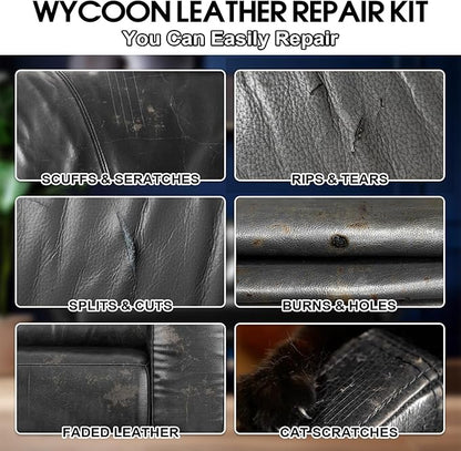 Black Leather & Vinyl Repair Kit for Furniture, Car Seats, Couch, Purse - Fix Scratches, Tears, Fading on Genuine, Faux, Artificial Leather - Super Easy Instructions with Color Mixing Guide