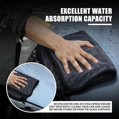 2Pack1300 microfiber towels for cars 36“ x 24” & 24“ x 16” and 2 Double Sided Car Wash Mitts Set, Super Absorbent, Scratch-Free, Reusable, For Car Detailing, Washing, Waxing, Motorcycle, Windows