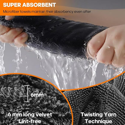 PBHEPJ 2-Pack XXL (48"x 24") Microfiber Car Drying Towel, Double-Sided Car Cleaning Towel with Twisting Yarn Technique, 1200GSM Super Absorbent, Scratch-Free, Machine Washable