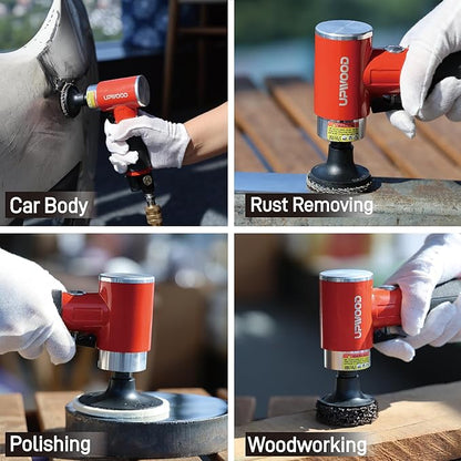 Pneumatic Mini Orbital Sander Grinder Polisher Kit, 2 inch Air Right Angle Surface Prep Tool with 41pcs Roll Lock Discs