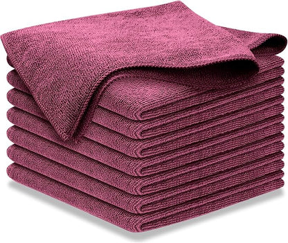 USANOOKS Microfiber Cleaning Cloth - 1200 Washes, Ultra Absorbent Towels Grip Root Weave Grime - 08pack - Burgundy