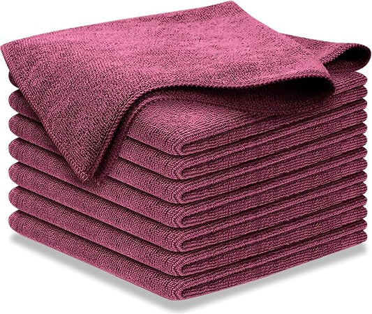 USANOOKS Microfiber Cleaning Cloth - 1200 Washes, Ultra Absorbent Towels Grip Root Weave Grime - 08pack - Burgundy