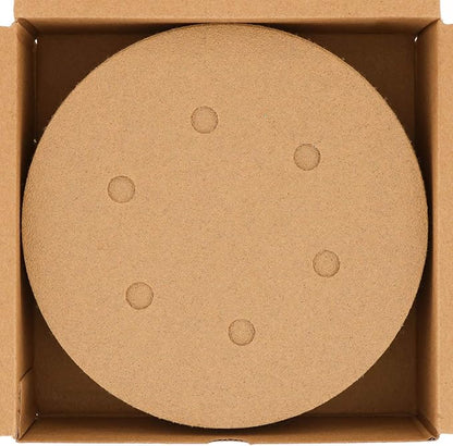Dura-Gold Premium 80 Grit 6" Gold Sandpaper Discs, 6 Hole Pattern Dustless, Box of 50 - Hook & Loop Backing for DA Sander, Finishing Coarse Sanding Abrasive Automotive Paint, Woodworking Wood, Metal