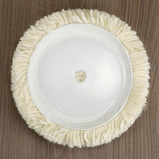 QWORK Wool Buffing Pad Kit, 3 Pcs 7 Inch Wool Polishing Pads, Polishing Wool Pads Kit, Low Linting Wool Pad, Natural Pad