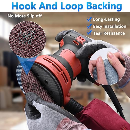 5 Inch 50 PCS Premium Ceramic Mesh Sanding Discs 120 Grit, Dust Free Hook and Loop Round Anti-Clogging Sandpaper Disc for Random Orbital Sander