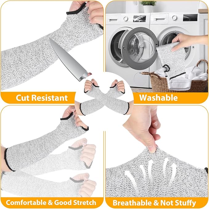 Tyqour 2Pcs Cut Resistant Sleeves Soft Arm Protectors Sleeve for Thin Skin and Bruising Safety Arm Sleeves Arm Guards for Biting Gardening Kitchen Farm Work