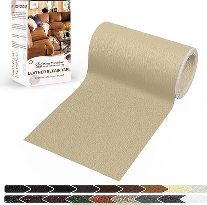 KING MOUNTAIN Leather Repair Patch,4 x 63 Inches self Adhesive Leather Repair Tape for Damaged Leather Furniture, Sofa Seating,Car Seats, Leather Goods（Medium Beige）