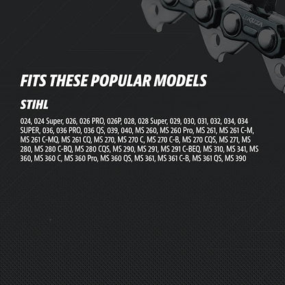 STIHL 20 Inch Chainsaw Chain 0.325" Pitch, 063" Gauge, 81 Drive Links, German Steel, 26RS 81 Fits Stihl (PRE 2023 .063" Gauge) MS291, MS271 Farm Boss, MS261-36390050081 and more (3 Chains)