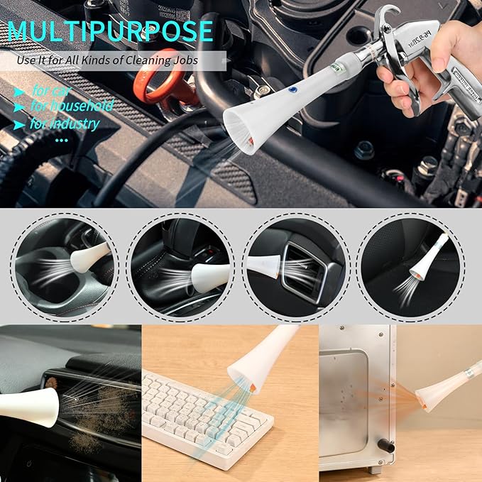 GOCCIDA Tornado Dry Cleaning Gun Detailing Interior Dryer Air Blow Gun,Car Detailing Kit Interior Cleaner,Car Detailing Tools for Car Quickly Blasts Dirt and Dust Works with Air Compressor