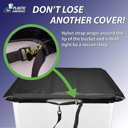 Bucket Truck Parts Folding Hard Top Bucket Cover That Holds Up Even If Water Pools, Nylon Strap with Buckle for Quick Fastening, Fits 1.5 Man Bucket 28"x34" Edge to Edge