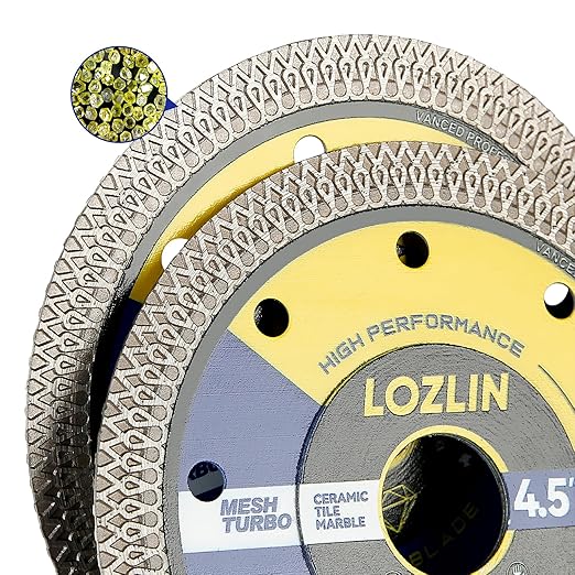 LOZLIN 3-Pack 4.5" Diamond Multi-Purpose Saw Blades - Heavy Duty Angle Grinder Discs for Cutting Marble/Quartz/Stone/Tile/Metal/Plastic (Black Rippled, 3)
