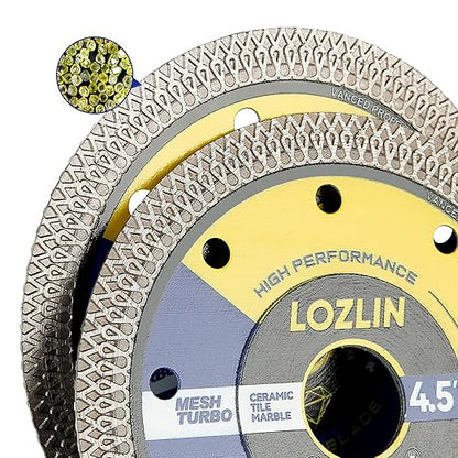 LOZLIN 3-Pack 4.5" Diamond Multi-Purpose Saw Blades - Heavy Duty Angle Grinder Discs for Cutting Marble/Quartz/Stone/Tile/Metal/Plastic (Black Rippled, 3)