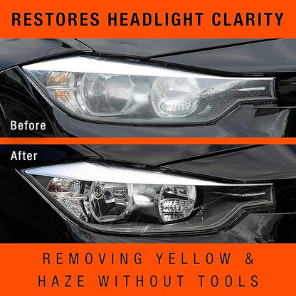Nu Finish Headlight Restore and Repel Kit, 2-Step Car Headlight Restoration Kit with 4 Headlight Restorer Wipes and a Ceramic Self-Leveling Headlight Sealant Spray