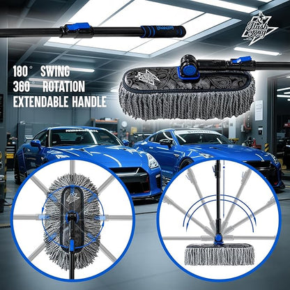 Flash Dog Microfiber Car Duster Exterior - Scratch Free Waterless Cleaning Brush for Cars/SUV/Truck Roofs, Windshields | Telescopic Aluminum Alloy Handle