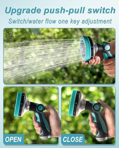 Garden Hose Nozzle, Heavy Duty Water Hose Sprayer Nozzle with 3.5" Ultra-Wide Spray, 8 Adjustable Modes - Ergonomic Thumb Control, Anti-Slip Grip for Watering, Cleaning, Pets, Car Washing