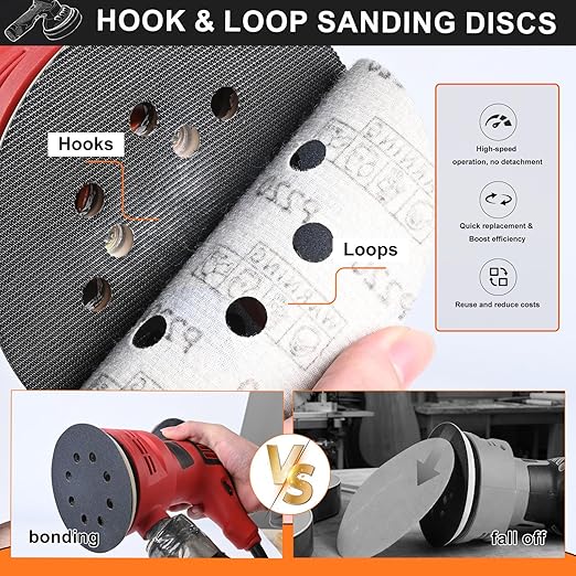 50PCS 5 Inch Hook and Loop Sanding Discs 8000 Grit, 8 Hole Wet Dry Orbital Sander Sand Paper, Silicon Carbide Sandpaper for Automotive Wood Metal Glass