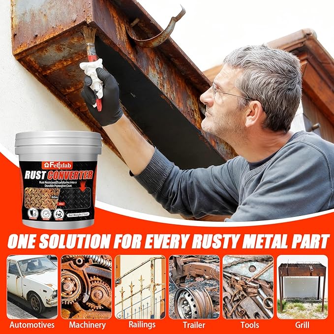 2-in-1 Rust Converter & Metal Primer, 71 Floz Black Rust Paint Inhibitor for Metal, Heat Resistance Car Rust Reformer, Long-Lasting Rust Encapsulator, Anti Rust Conversion Coating