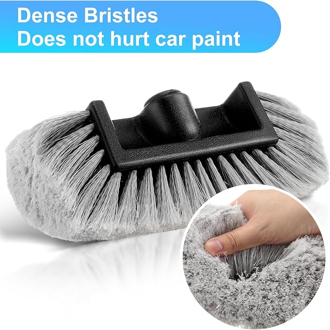 Tanlade 2 Pcs Car Wash Brush Head with Soft Detailing Bristle Flow Through Car Cleaning Brush Exterior Wash Equipment for Auto Truck RV Boat Camper(12 Inch,Gray)