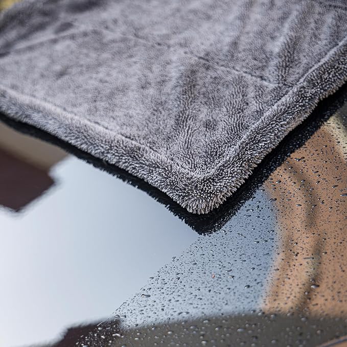 aokway Car Drying Towel from No Streaks, Scratches, or Water Spots - Large Premium 1300 GSM Microfiber - Double Twist Pile & Edgeless Design for Quick & Effortless Dry - 24” x 36”（1 Pack）