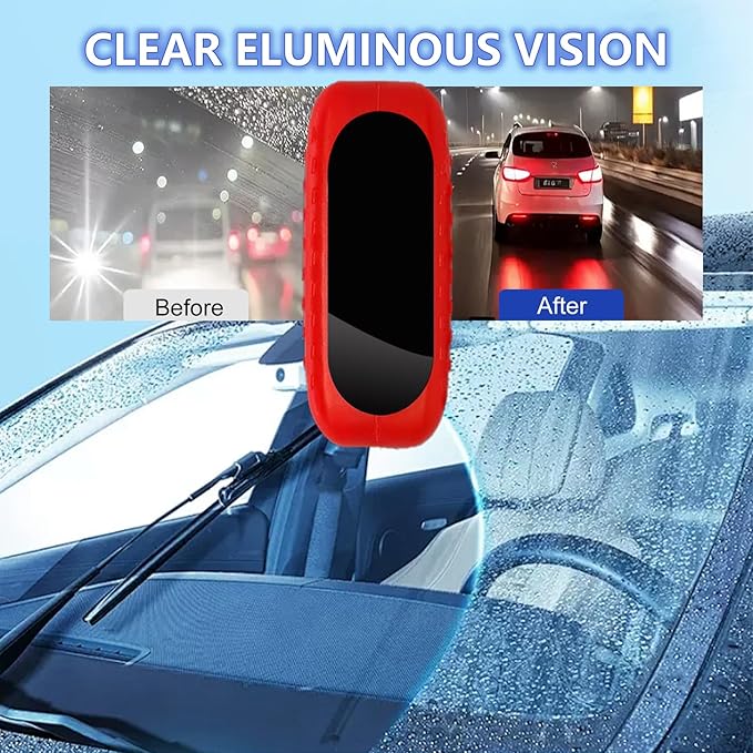 Auiepet Car Glass Oil Film Cleaner, 2026 Upgraded Automotive Oil Film Cleaning Brush for Car Windows, Cars Window Glasses Cleaning Boar with Extra Cleaner, Universal Anti-Rain Fog Glass Brush (2)