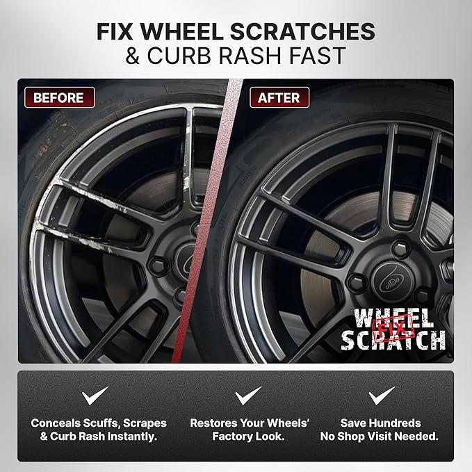 Wheel Scratch Fix® Gray Touch Up Paint for Cars - DIY Alloy Wheel Repair Kit, Curb Rash Remover with Fast-Drying Pen - Long-Lasting OEM Finish Car Rim Paint for Scuffs and Chips at Home (Anthracite)