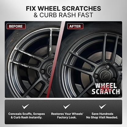 Wheel Scratch Fix® Gray Touch Up Paint for Cars - DIY Alloy Wheel Repair Kit, Curb Rash Remover with Fast-Drying Pen - Long-Lasting OEM Finish Car Rim Paint for Scuffs and Chips at Home (Anthracite)