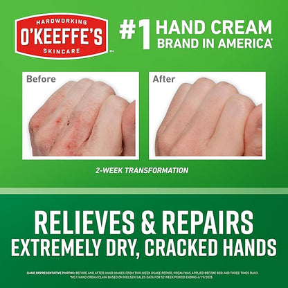 O'Keeffe's Working Hands Hand Cream for Extreme Dryness - 1 oz Tube (3 Pack) - Repairing Skincare for Cracked, Dry Hands