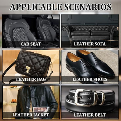 SIHOOPE Car Leather Repair Kit for Furniture, Vinyl Repair Kit for Car Interiors Seat, Leather Filler, Fixes Tears, Holes, Scratches and Peeling, Restores Faux, Artificial, and Genuine Leather (Black)