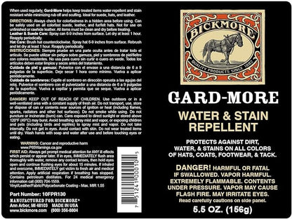 Bickmore Gard-More Water & Stain Repellent 5.5oz- Leather Protector and Suede Protector Waterproofing Spray Guard for Boots, Shoes, Clothing, Hats, Jackets & More