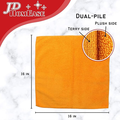 Microfiber Cleaning Cloths, 240 Pack, 16"x16", All-Purpose, Softer, Highly Absorbent, Lint-Free, Reusable, Washable Pro Towels, Orange, for House, Kitchen, Bathroom, Car, Office