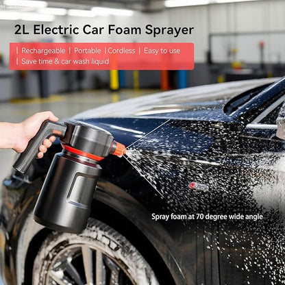 Electric Foam Sprayer - 2L Cordless Battery Powered Pump Sprayer with Smart Protection,Foam Cannon with 150ML Car Wash Soap for Detailing Cleaning