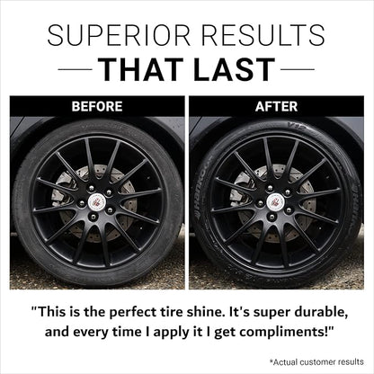 CAR GUYS Tire Shine Spray | The Perfect Shine | Durable and User Friendly Tire Dressing | Long Lasting UV Protection for Black Tires, Wheels, & Rubber | 18 Oz Kit with Applicator Pad