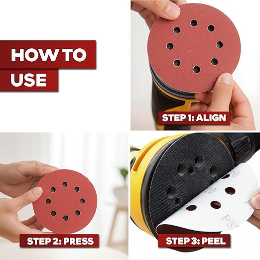 XFasten 5 Inch Sanding Discs Hook and Loop (150 PCS) Durable, Secure Hold 60 80 100 120 150 180 240 320 400 600 Grit 5 Sanding Disc Hook and Loop for Orbital Sander Sandpaper Assortment Pack