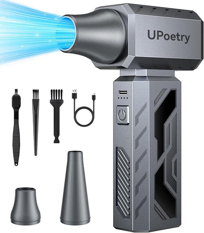 Compressed Air Duster, 130000RPM Electric Air Duster Brushless Motor with Stepless Speed Adjustable, Rechargeable Fast Charging Cordless Mini Air Blower for PC, Keyboard, Car, Home & Outdoor