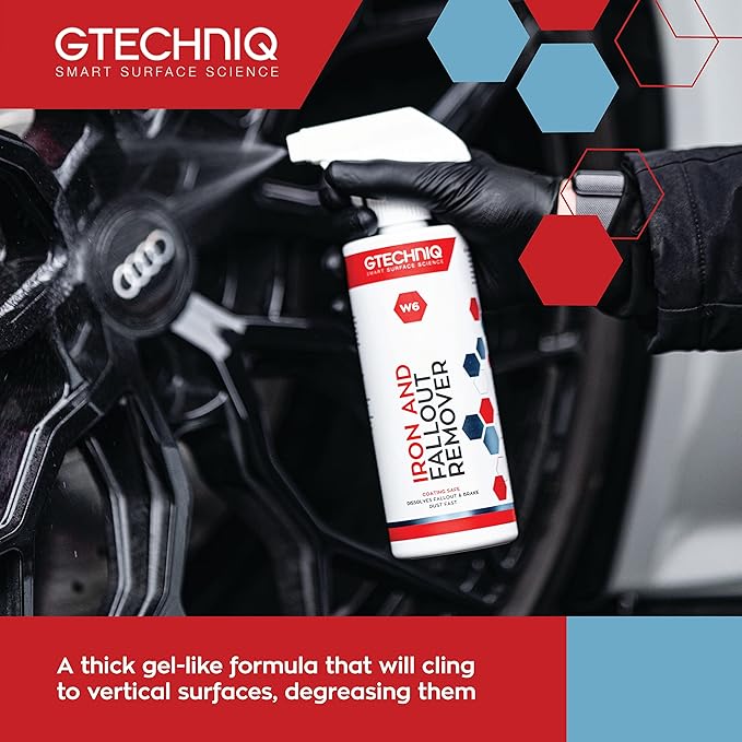 Gtechniq W6 Iron Removing Wheel & Paint Cleaner for Cars 16.9 fl oz | Powerful Iron and Fallout Remover, Dissolves Contaminants Safely, Protects Paintwork and Wheels