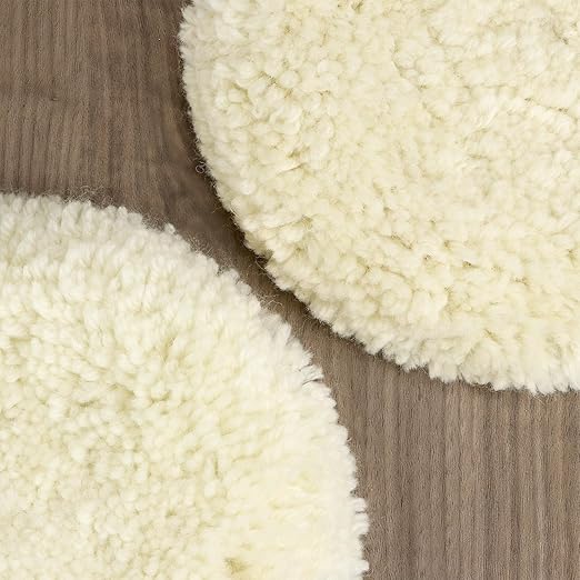 QWORK Wool Buffing Pad Kit, 3 Pcs 7 Inch Wool Polishing Pads, Polishing Wool Pads Kit, Low Linting Wool Pad, Natural Pad