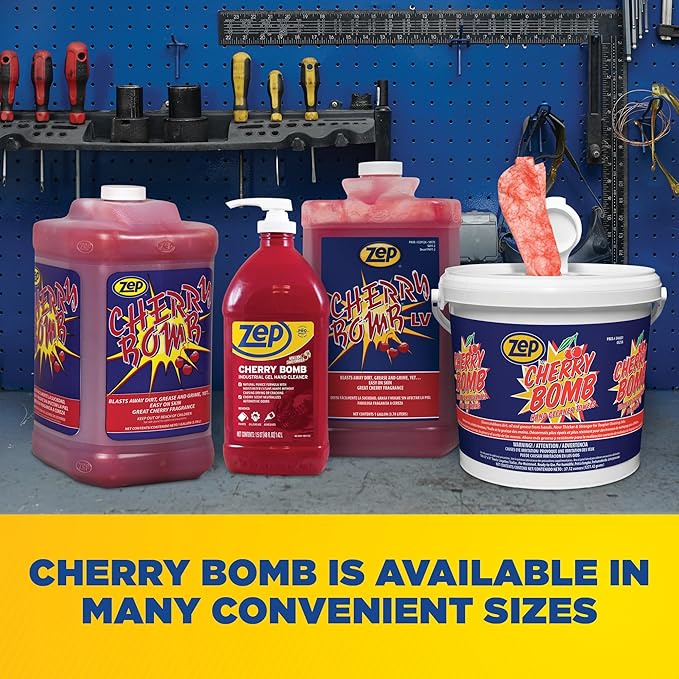 Zep Cherry Bomb Hand Cleaner and Zep D-4000 Hand Soap Dispenser - 1 Gal (Case of 4) - 95124 - Heavy-Duty Shop Grade Formula