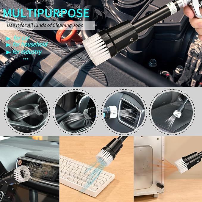 GOCCIDA High Pressure Tornado Dry Car Cleaning Gun Detailing Air Tool Air Blow Gun for Car Detailing Car Duster High Pressure Interior Cleaner Car Interior Detailing Kit with Brush Nozzle