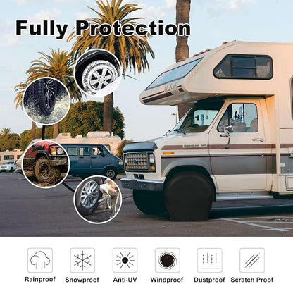 Explore Land Tire Covers 4 Pack - Tough Wheel Protector for Truck, SUV, Trailer, Camper, RV Universal Fits Tire Diameters 26-28.75 inches, Black
