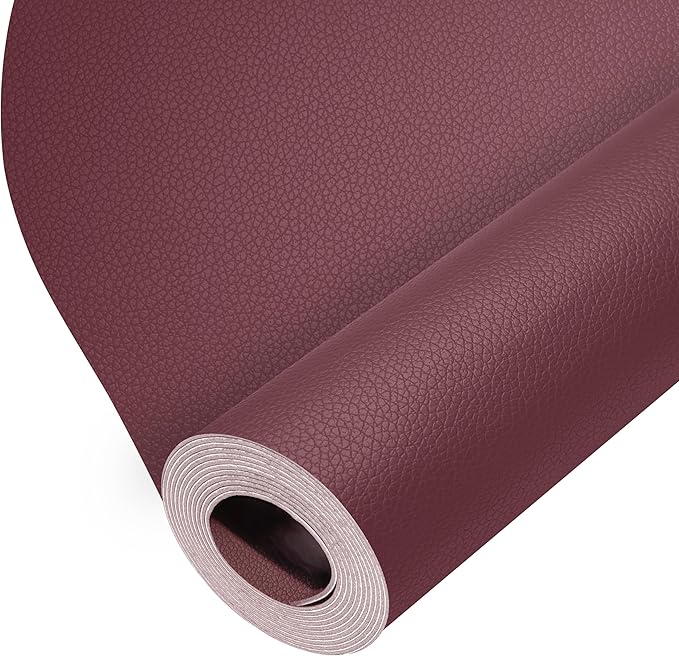 ONine Leather Repair Patch，Leather Repair Tape, 12 x 48 inches Leather Repair Patch for Furniture,Vinyl Repair kit，Leather Couch Patch，for Sofas,Furniture,car Seats,Chairs(Wine red-Litchi Grain)
