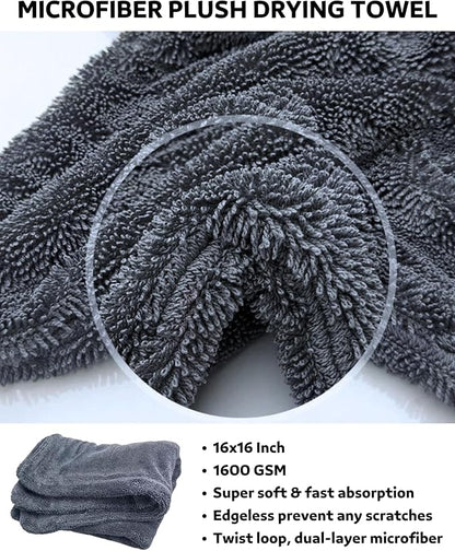 Premium 7PCS Car Wheel Rims Detail Cleaning PRO Wash Kit, Wheel Wash Mitt, Tire Brush,2PCS Soft Woolies Wheels Brush,Detailing Brush and Tire Dressing Pad,Microfiber Dry Towel Scratch-Free Cleaning