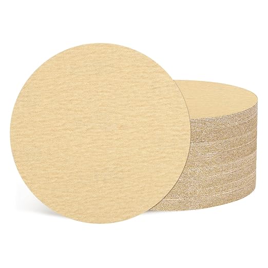 Kozelo 50 Pcs Sanding Discs 5 Inch 180 Grit Hook and Loop Random Orbital Sandpapers Suitable for Drywall Sander Wood Metal Furniture, Yellow