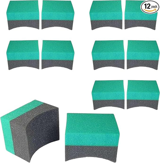 Hi-Tech Tire Dressing Applicator 12 Pack - Durable and Reusable, Contoured Tire Shine and Dressing Sponge for Your Car's Wheels