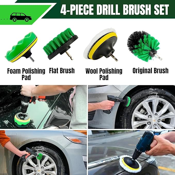 MONHL 26 Pcs Car Detailing Kit – Complete Interior & Exterior Car Cleaning Kit with Drill Brush Attachments, Detailing Brushes, Wheel & Tire Brush, Microfiber Towels, Wash Mitt, Pet Hair Remover