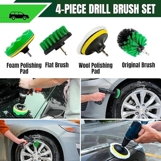 MONHL 26 Pcs Car Detailing Kit – Complete Interior & Exterior Car Cleaning Kit with Drill Brush Attachments, Detailing Brushes, Wheel & Tire Brush, Microfiber Towels, Wash Mitt, Pet Hair Remover